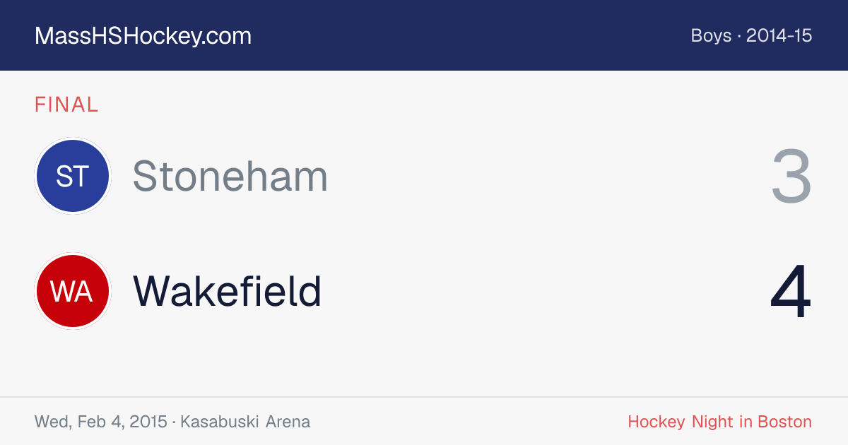 Stoneham at Wakefield score card