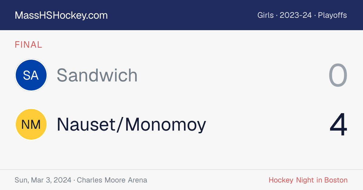 Sandwich at Nauset/Monomoy score card