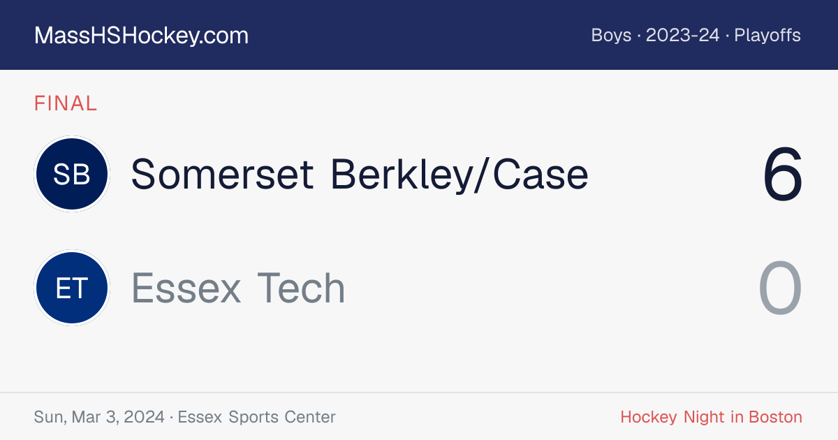 Somerset Berkley/Case at Essex Tech score card