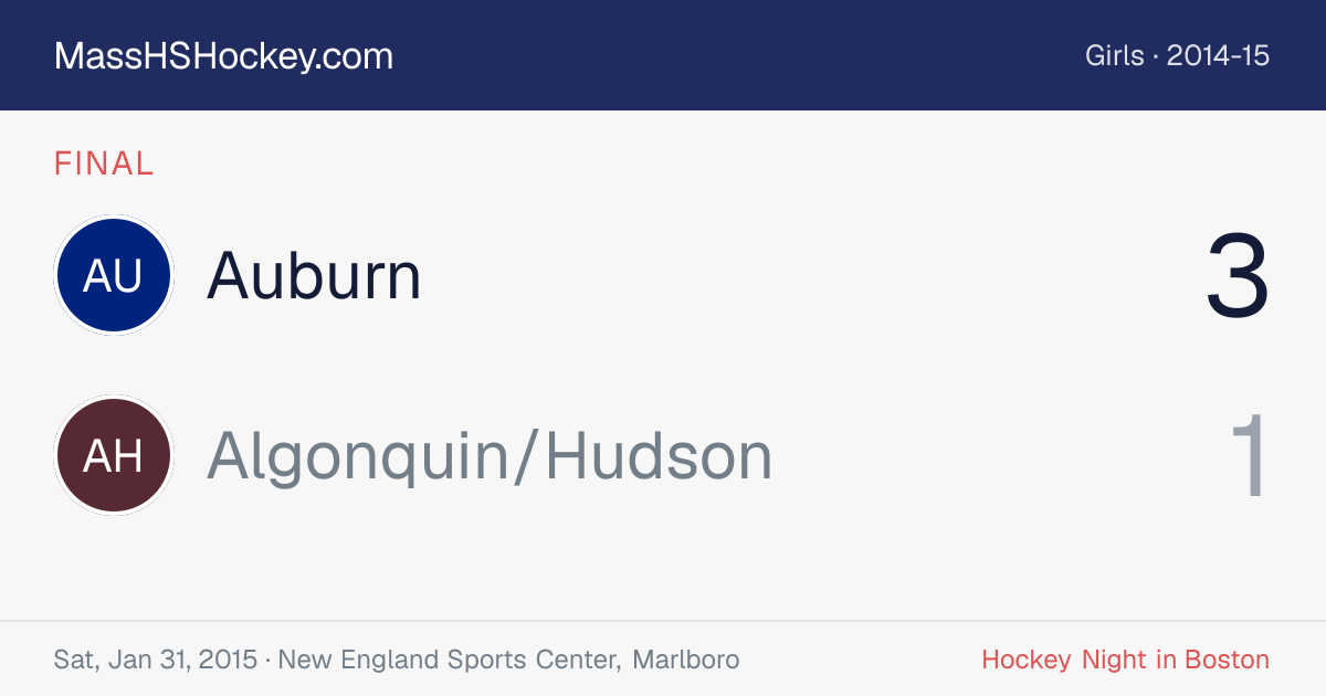 Auburn at Algonquin/Hudson score card
