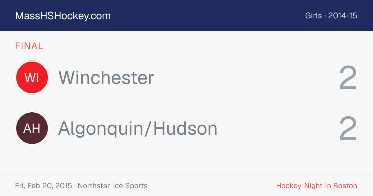 Winchester at Algonquin/Hudson score card
