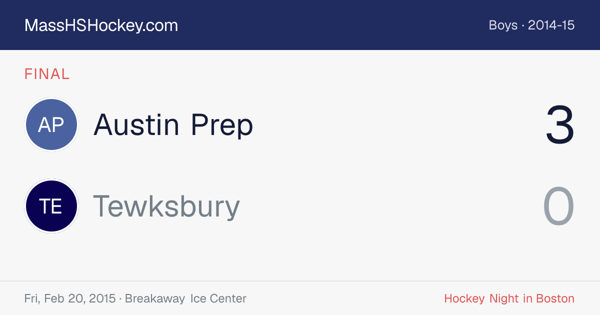 Austin Prep at Tewksbury score card