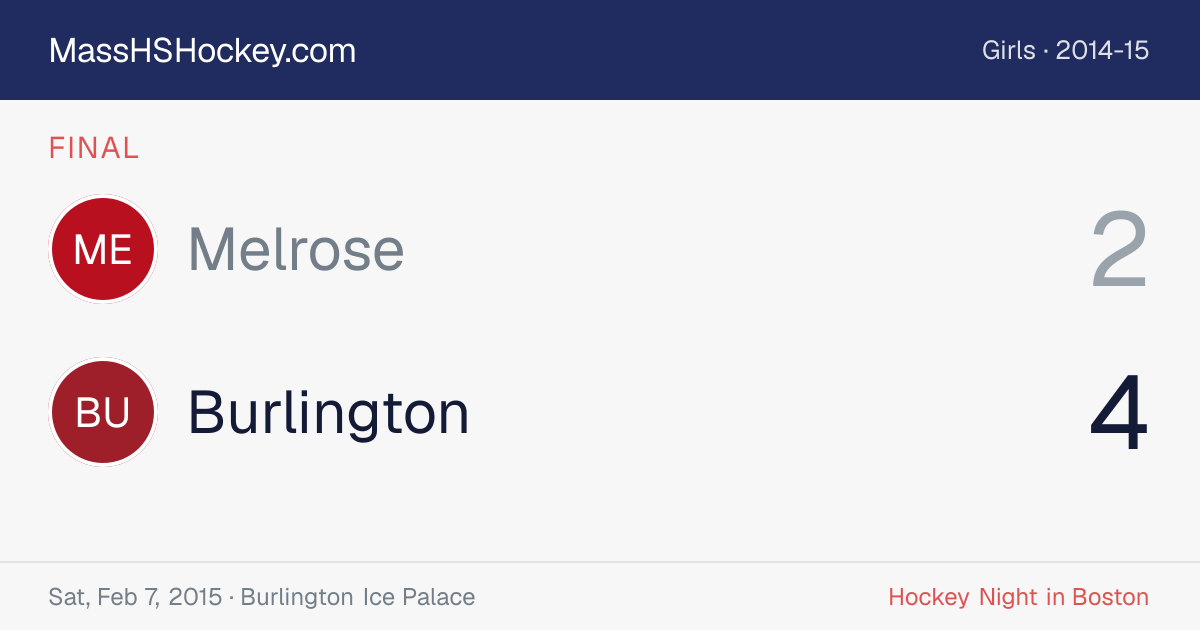 Melrose at Burlington score card