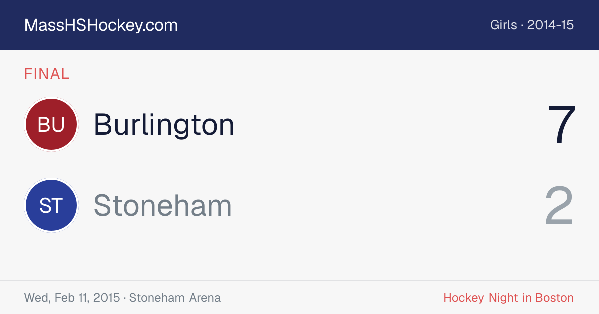 Burlington at Stoneham score card