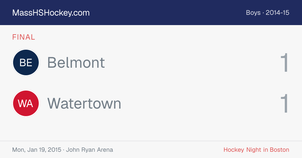 Belmont at Watertown score card