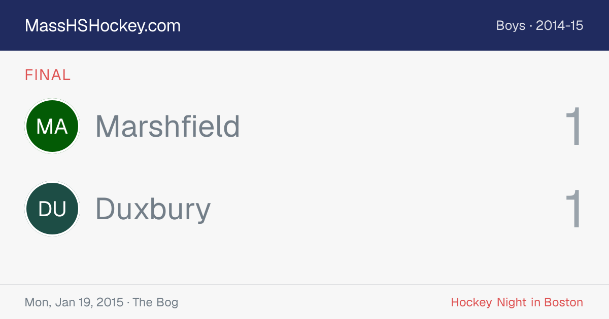 Marshfield at Duxbury score card