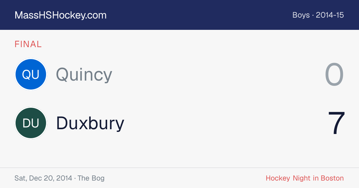 Quincy at Duxbury score card
