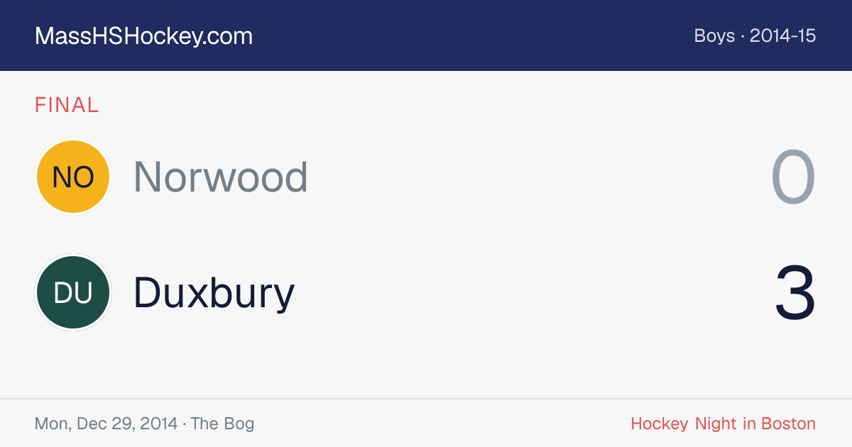 Norwood at Duxbury score card