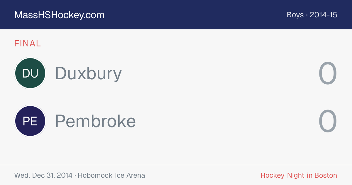 Duxbury at Pembroke score card