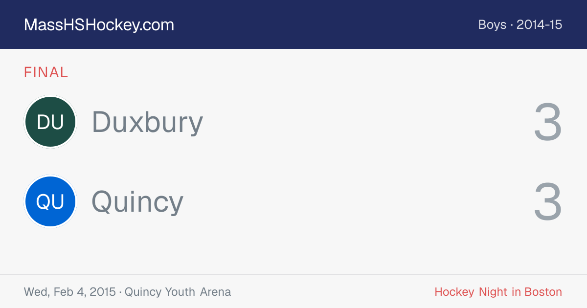 Duxbury at Quincy score card