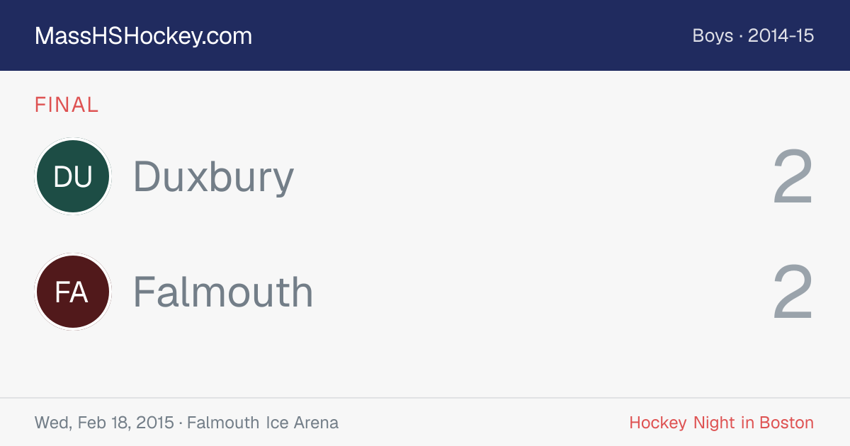 Duxbury at Falmouth score card