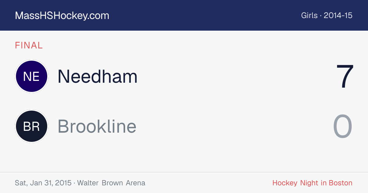Needham at Brookline score card