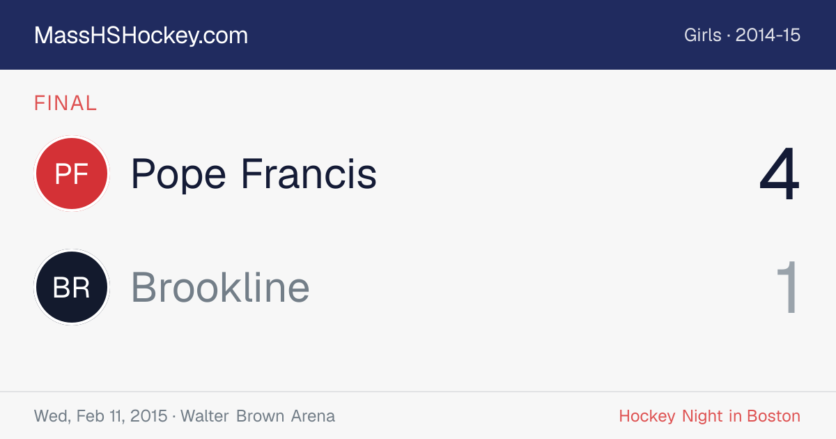 Pope Francis at Brookline score card
