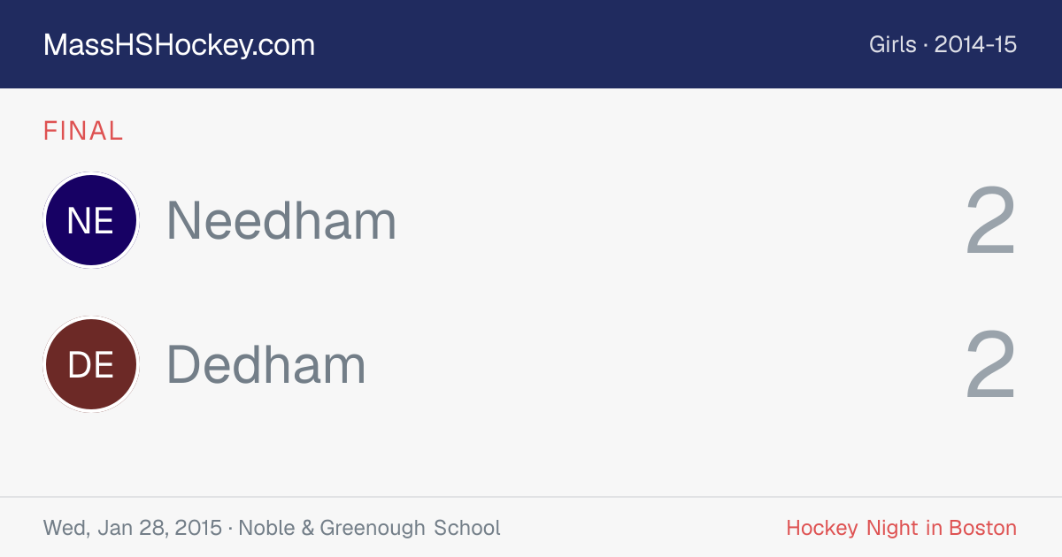 Needham at Dedham score card