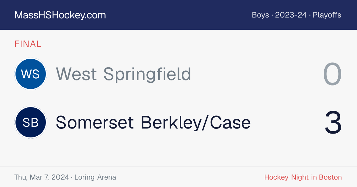 West Springfield at Somerset Berkley/Case score card