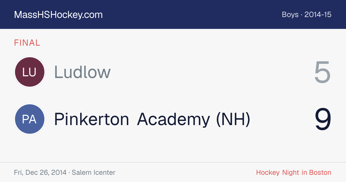 Ludlow at Pinkerton Academy (NH) score card