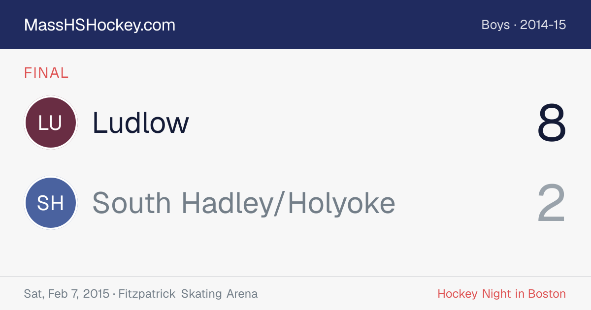 Ludlow at South Hadley/Holyoke score card