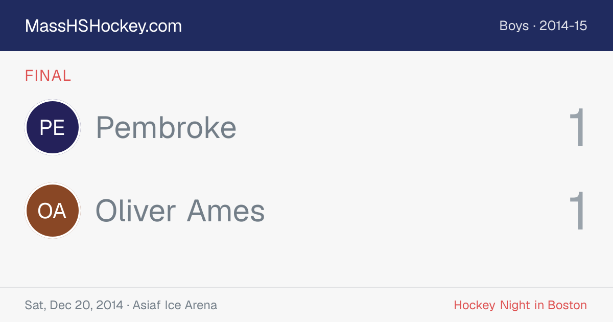 Pembroke at Oliver Ames score card