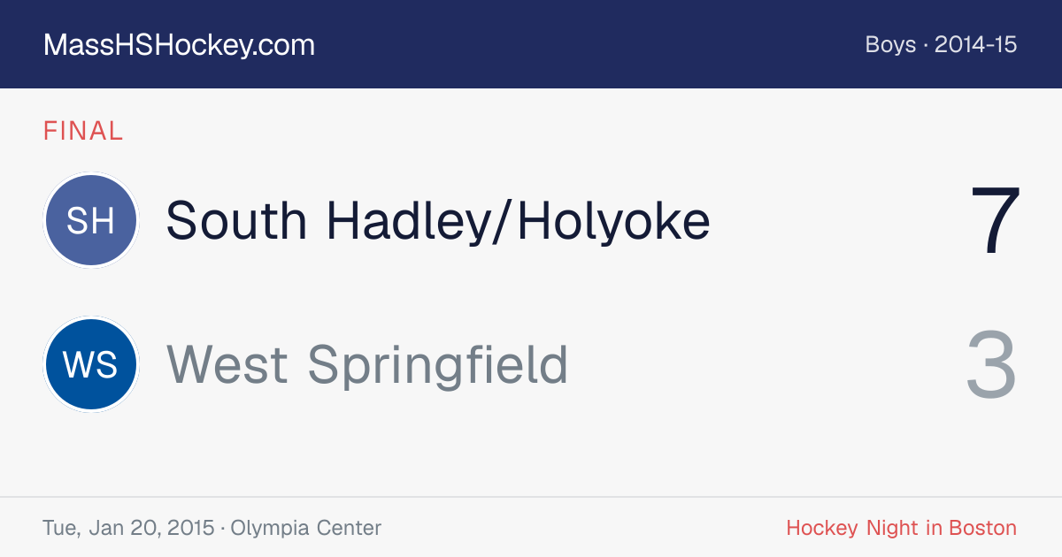 South Hadley/Holyoke at West Springfield score card