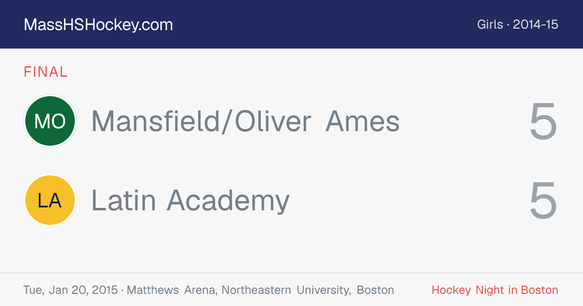 Mansfield/Oliver Ames at Latin Academy score card