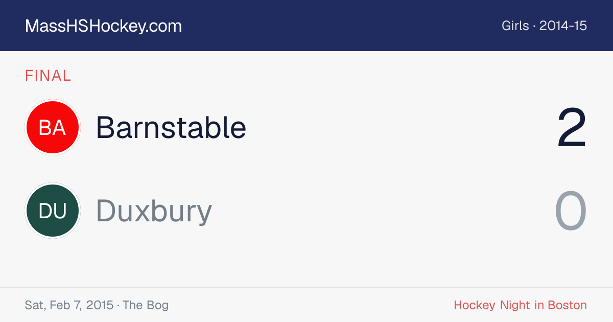 Barnstable at Duxbury score card