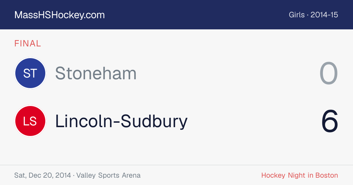 Stoneham at Lincoln-Sudbury score card
