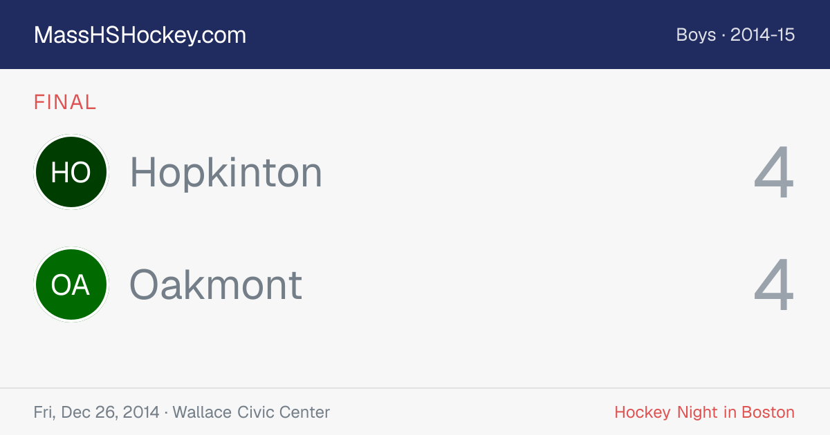 Hopkinton at Oakmont score card