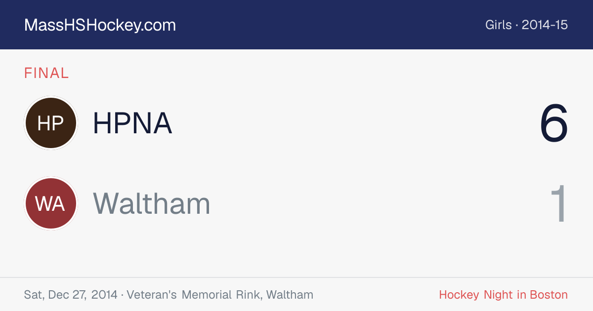 HPNA at Waltham score card