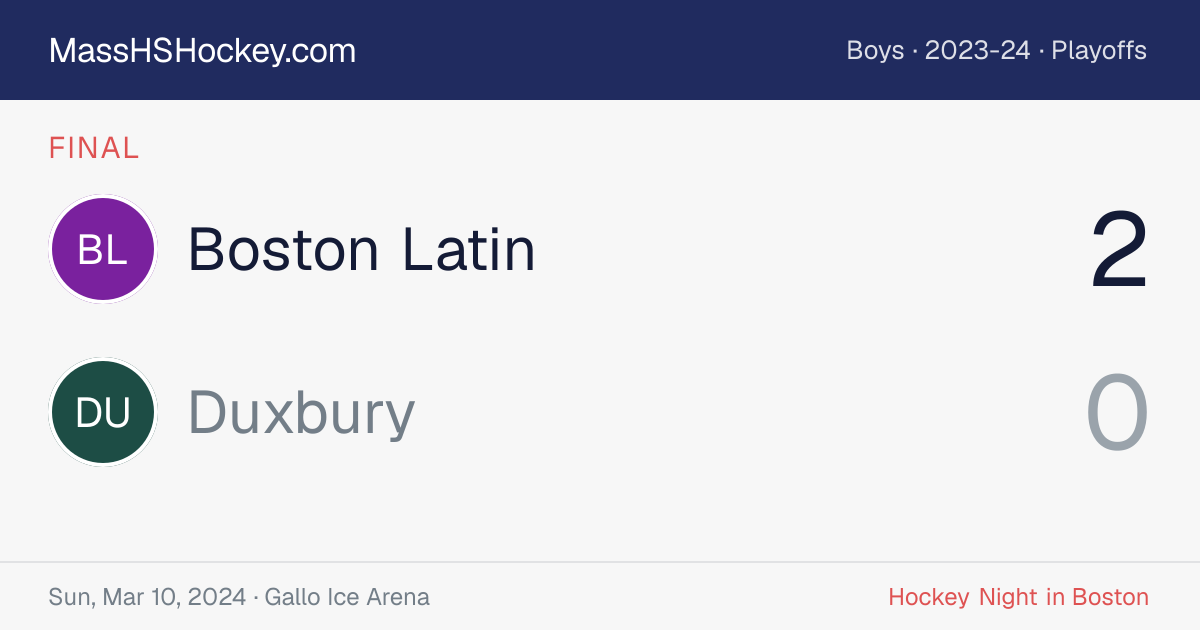 Boston Latin at Duxbury score card