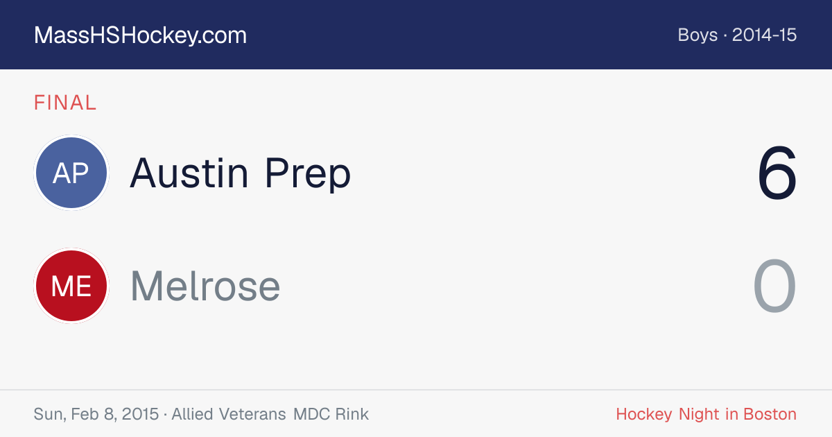 Austin Prep at Melrose score card