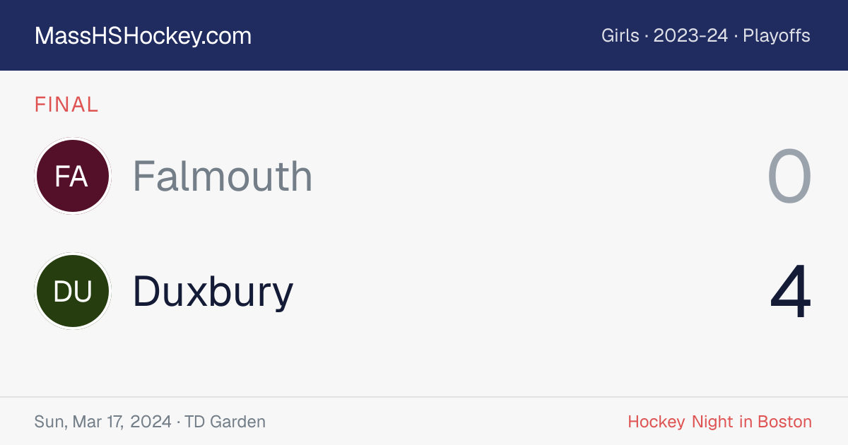 Falmouth at Duxbury score card