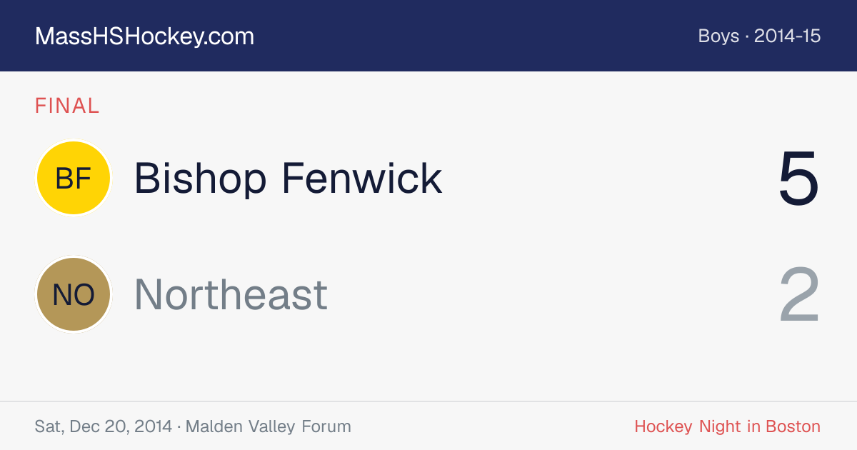 Bishop Fenwick at Northeast score card
