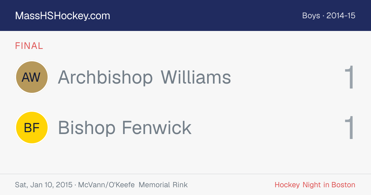 Archbishop Williams at Bishop Fenwick score card