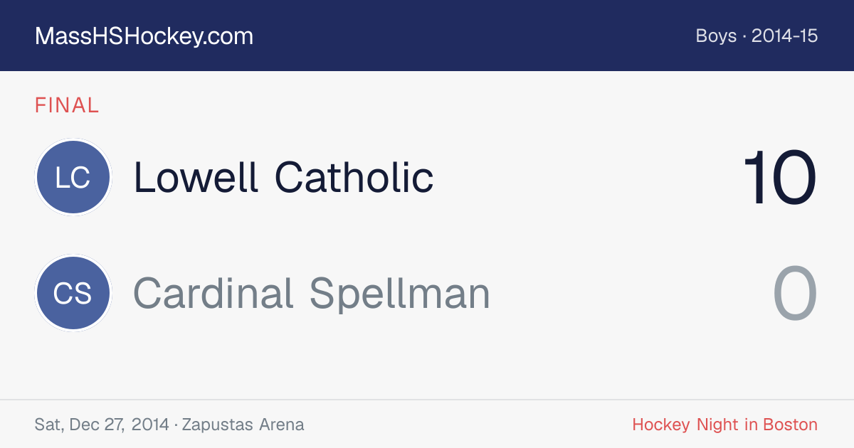 Lowell Catholic at Cardinal Spellman score card
