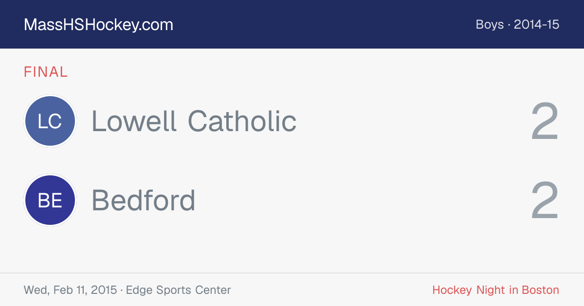 Lowell Catholic at Bedford score card