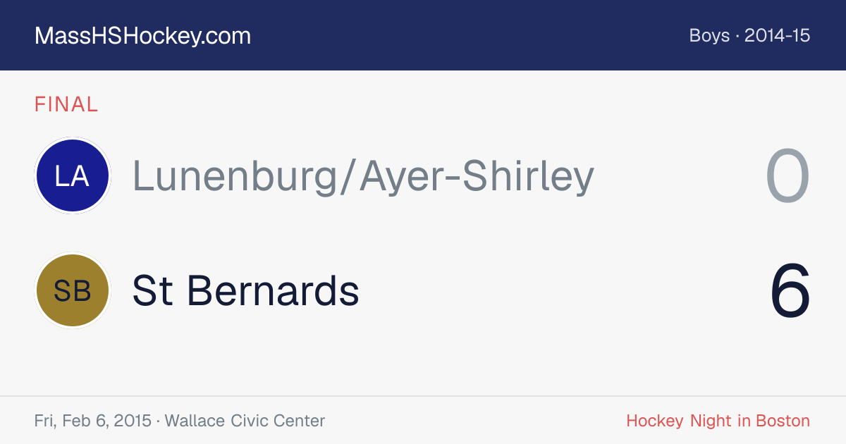 Lunenburg/Ayer-Shirley at St Bernards score card
