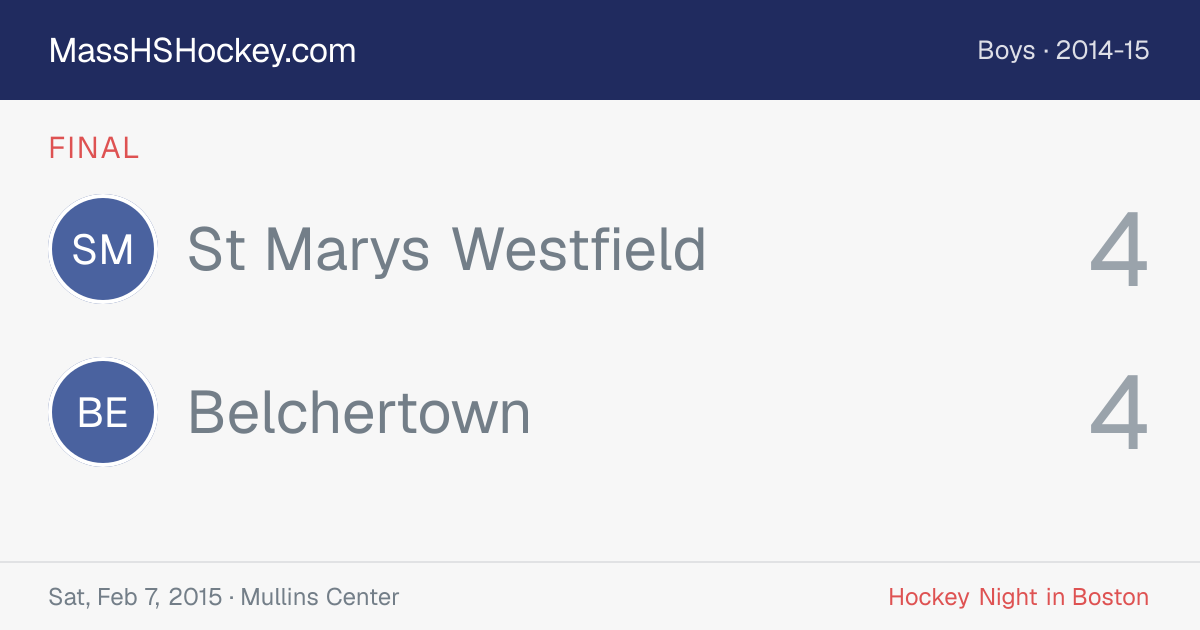 St Marys Westfield at Belchertown score card