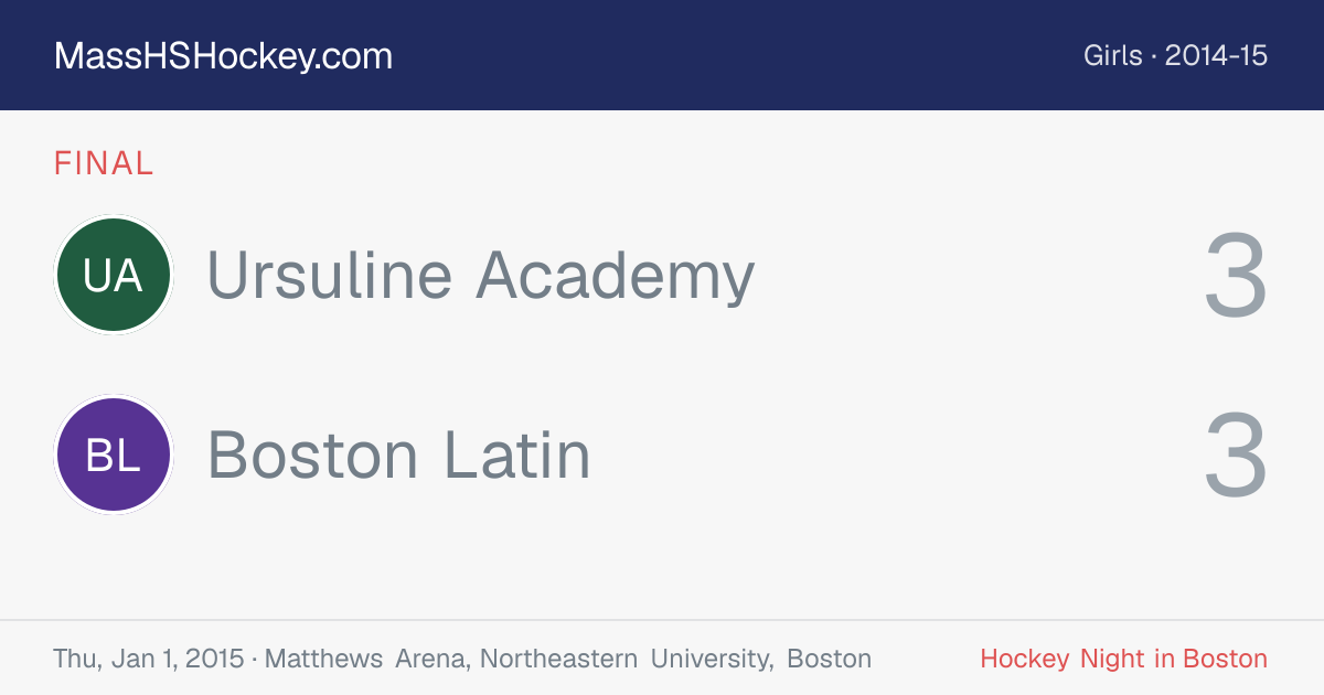 Ursuline Academy at Boston Latin score card