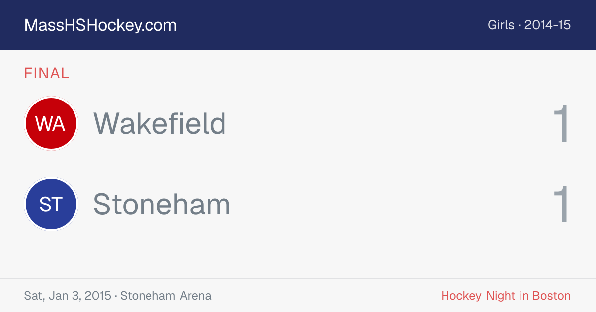 Wakefield at Stoneham score card