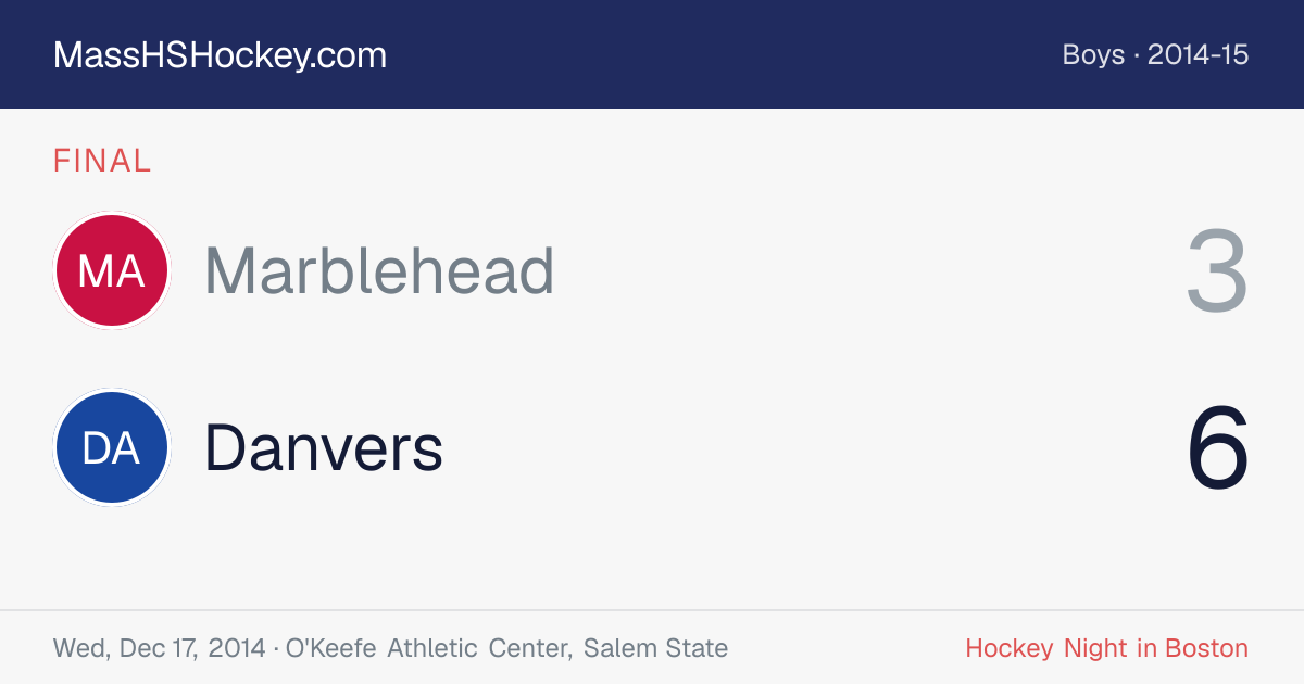 Marblehead at Danvers score card
