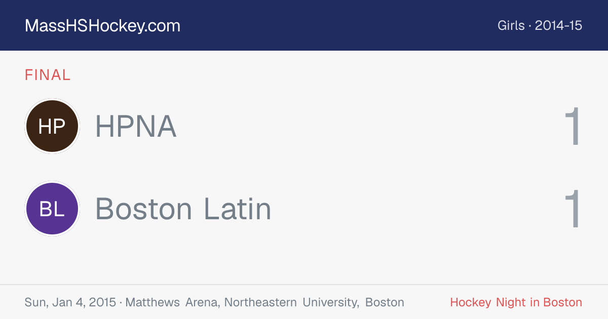 HPNA at Boston Latin score card