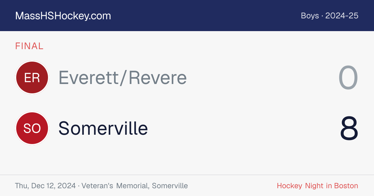 Everett/Revere at Somerville score card