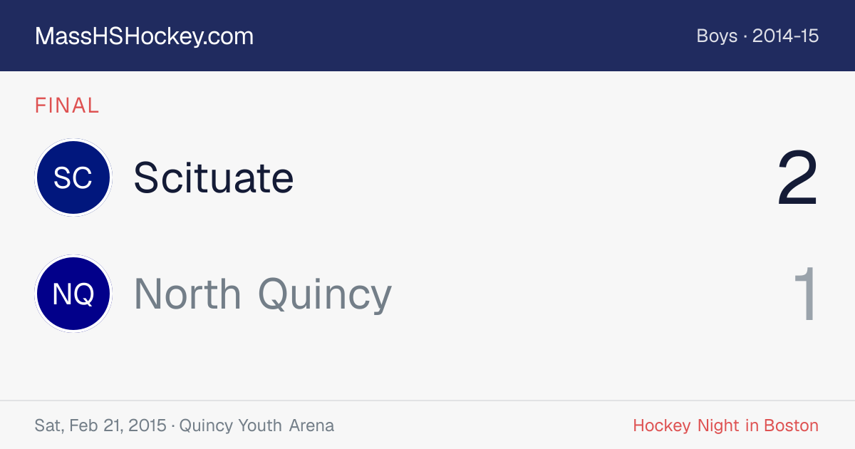 Scituate at North Quincy score card
