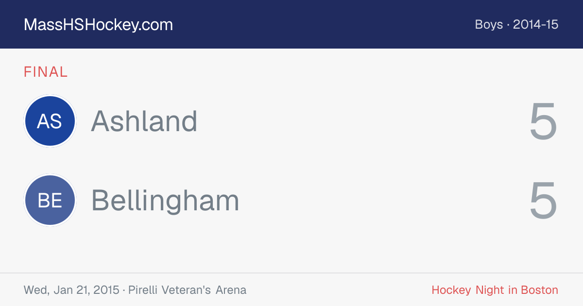 Ashland at Bellingham score card
