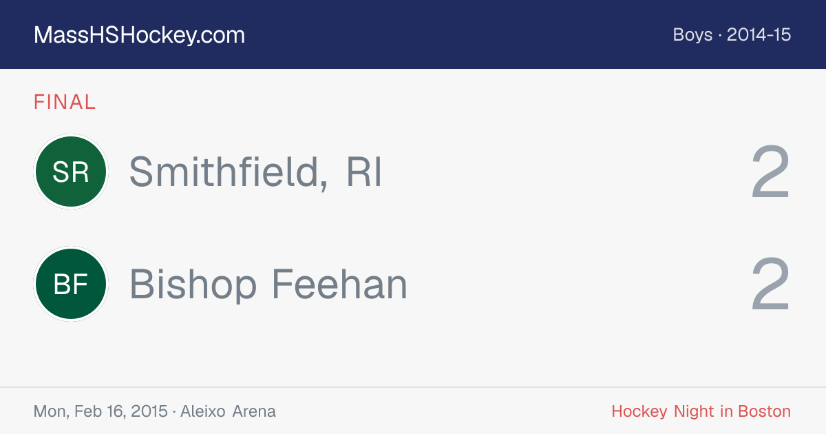 Smithfield, RI at Bishop Feehan score card