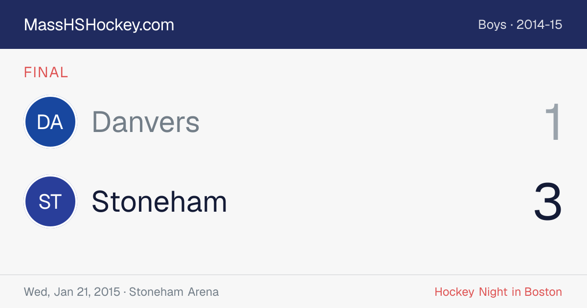 Danvers at Stoneham score card