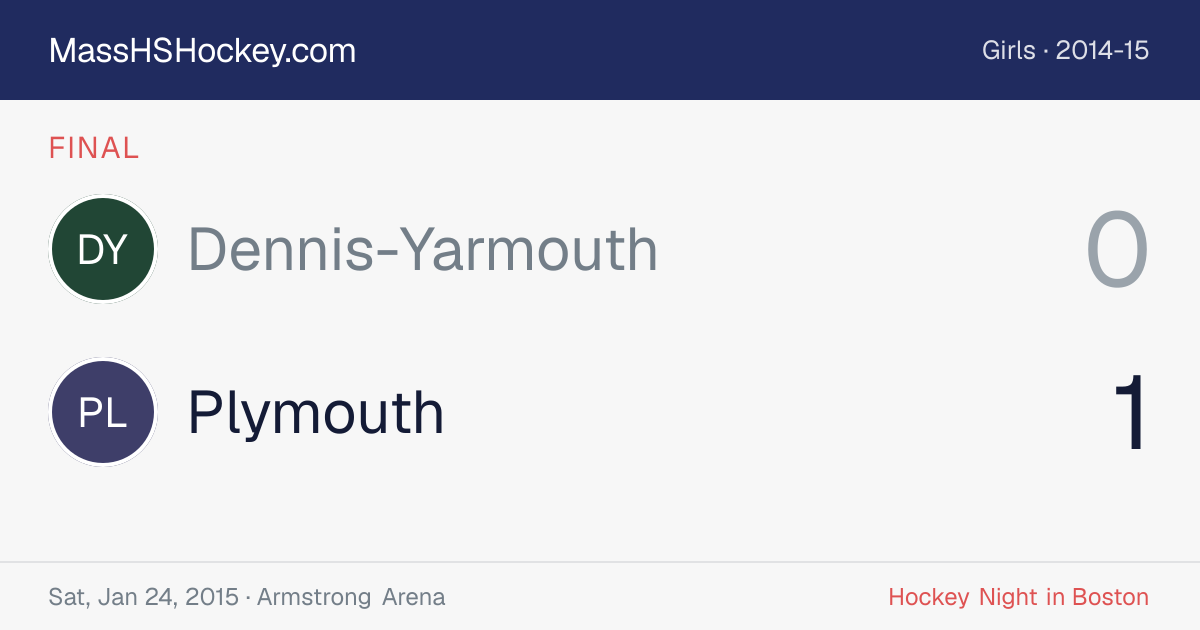 Dennis-Yarmouth at Plymouth score card