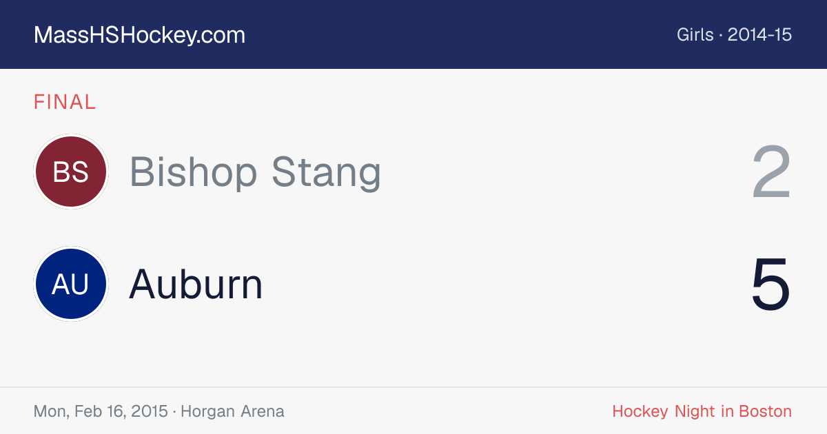 Bishop Stang at Auburn score card