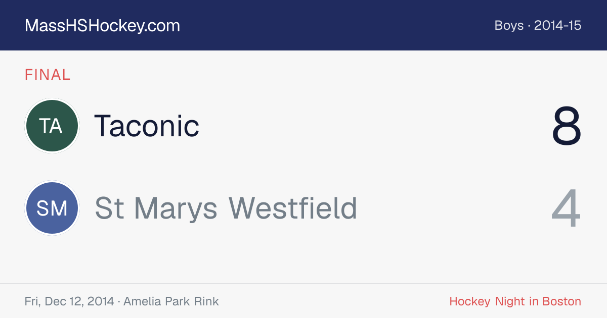 Taconic at St Marys Westfield score card