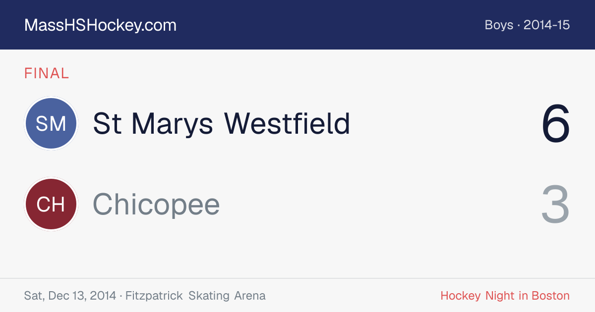 St Marys Westfield at Chicopee score card